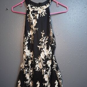 Charlotte Russe Women Black And Gold Mesh Fitted Short Evening Dress Size Medium